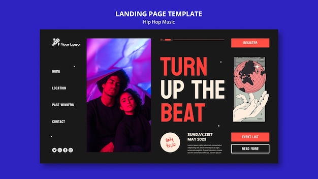 Free PSD flat design hip hop music template design