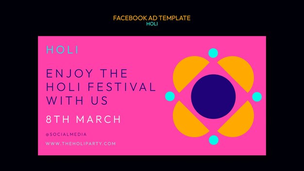 フラットなデザインのホーリー祭典facebookテンプレート
