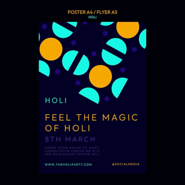 Flat design holi celebration poster template