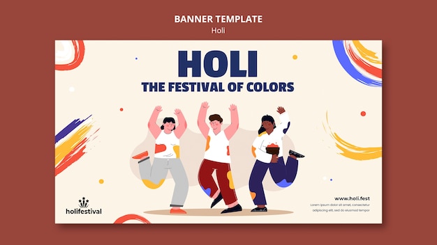 Free PSD flat design holi festival design template