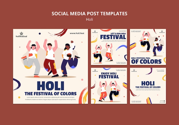 Flat design holi festival design template