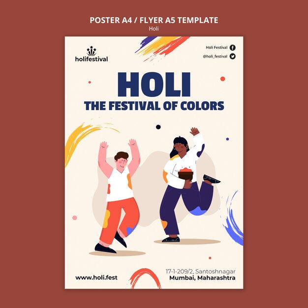 Flat design holi festival design template