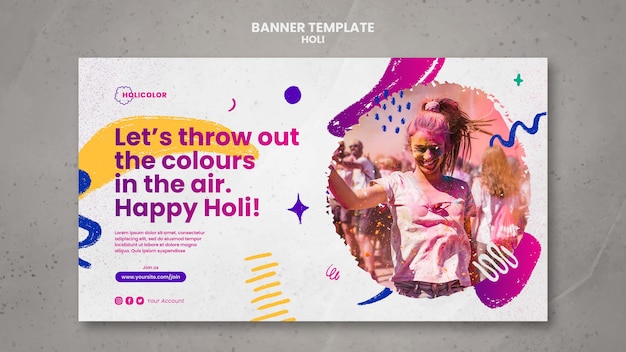 PSD gratuito modello di design del festival holi design piatto