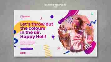 Free PSD flat design holi festival design template