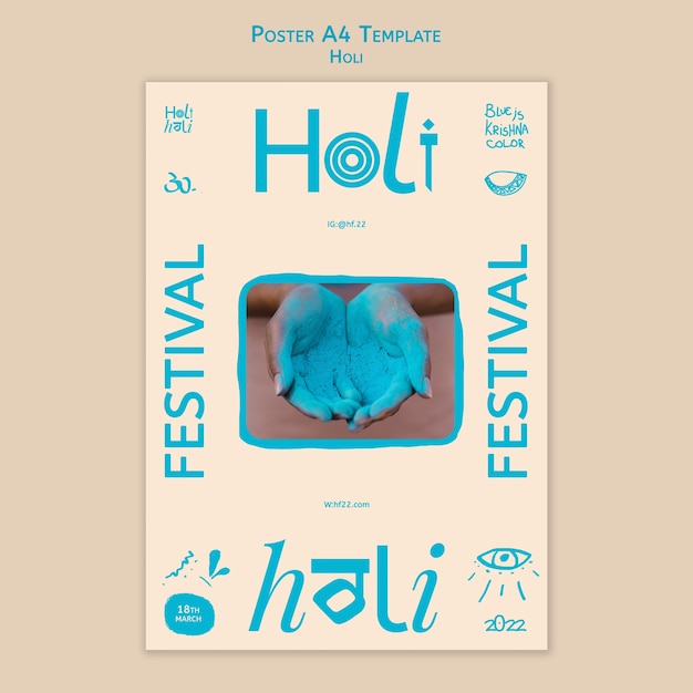 PSD gratuito modello di festival holi design piatto