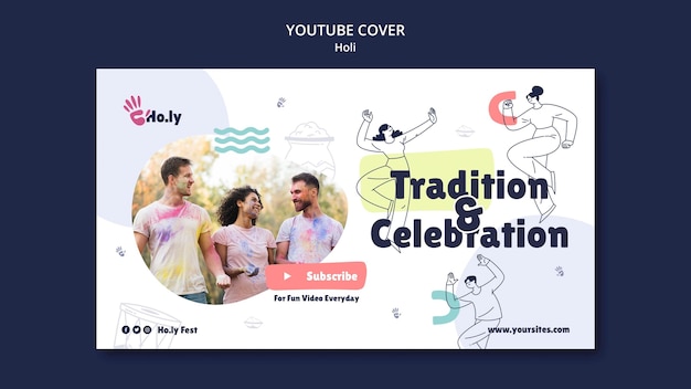 Free PSD flat design holi festival template