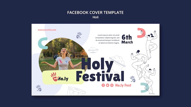 PSD gratuito modello di festival holi design piatto