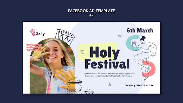 Flat design holi festival template