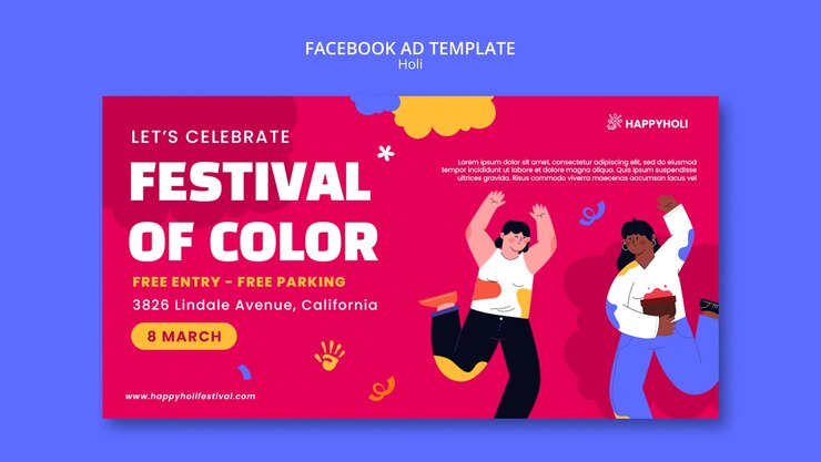 無料PSD フラットデザインホーリー祭テンプレート
