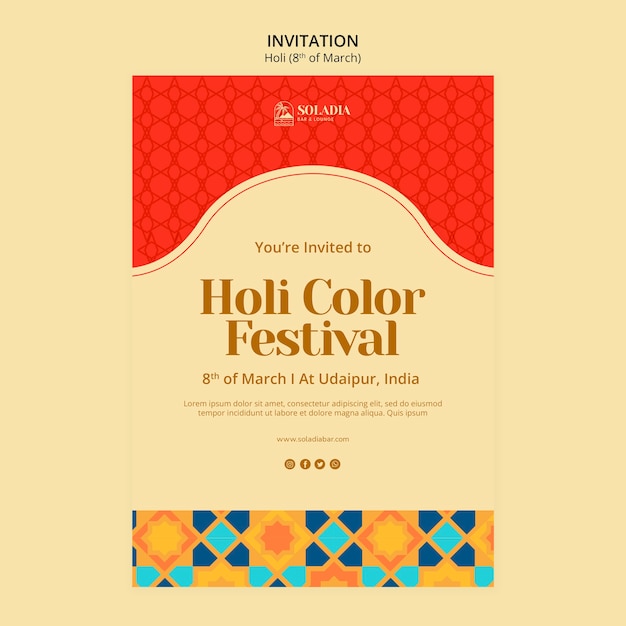 Flat design holi festival template