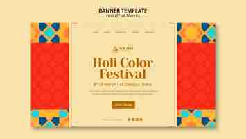 Free PSD flat design holi festival template