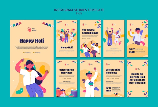 Free PSD flat design holi template