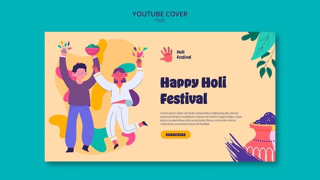 Free PSD flat design holi template