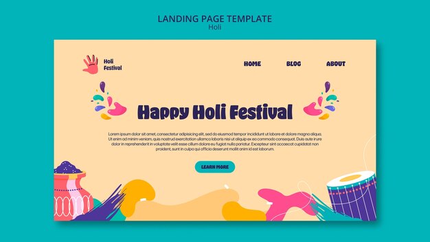 Free PSD flat design holi template