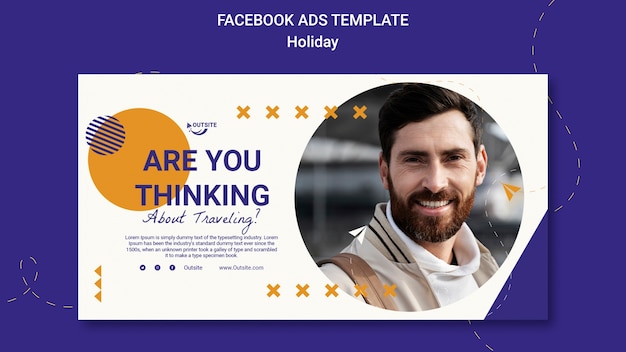 Flat design holiday adventure facebook template