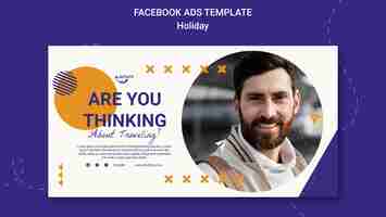 Free PSD flat design holiday adventure facebook template