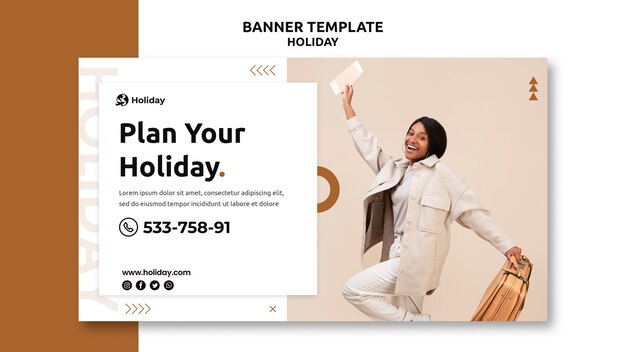 Flat design holiday banner template design