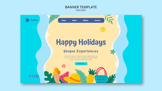 Free PSD flat design holiday banner template