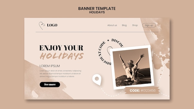 Free PSD flat design holiday banner template