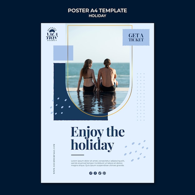 Design piatto del modello di poster per le vacanze