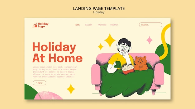 Free PSD flat design holiday template