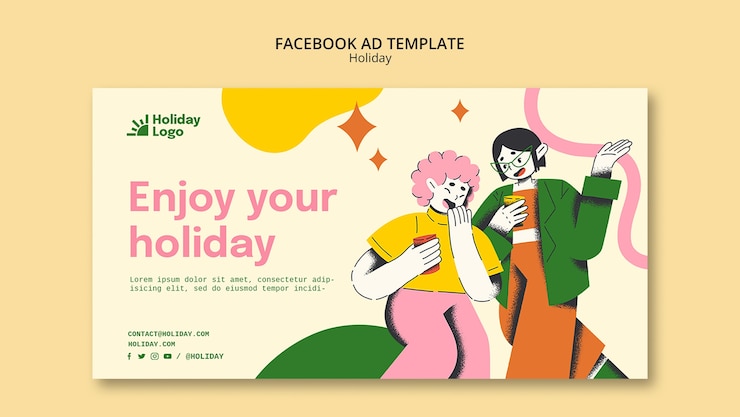 無料PSD フラットなデザインの休日のテンプレート