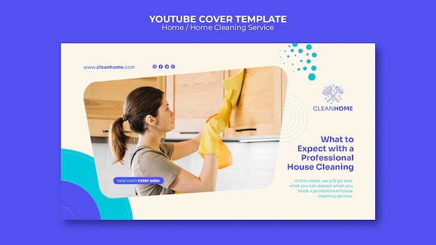 Flat design home cleaning template