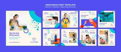 Free PSD flat design home cleaning template