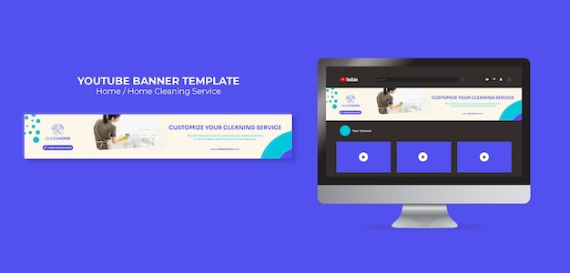 Free PSD flat design home cleaning template