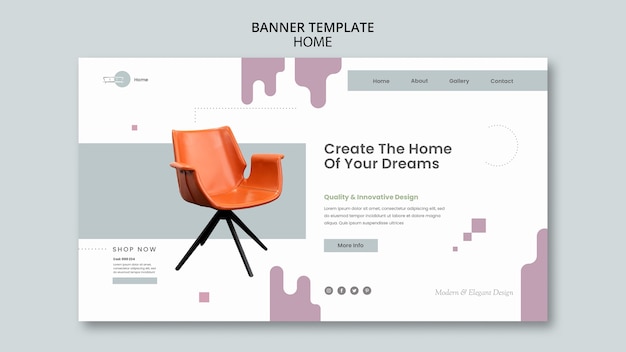 Free PSD flat design home design banner template