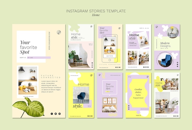 Free PSD flat design home design instagram stories