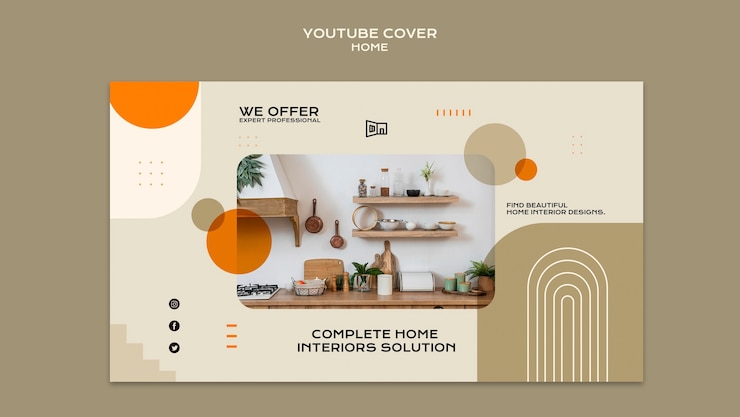 मुफ़्त PSD flat design home interior design template