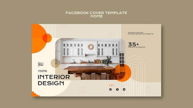 Free PSD flat design home interior design template