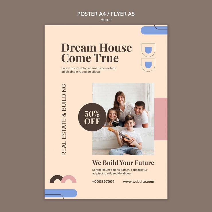 Free PSD flat design home template design