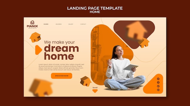 Free PSD flat design home template