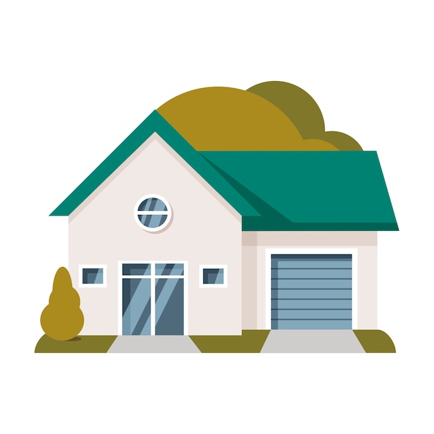 Free PSD flat design house illustration