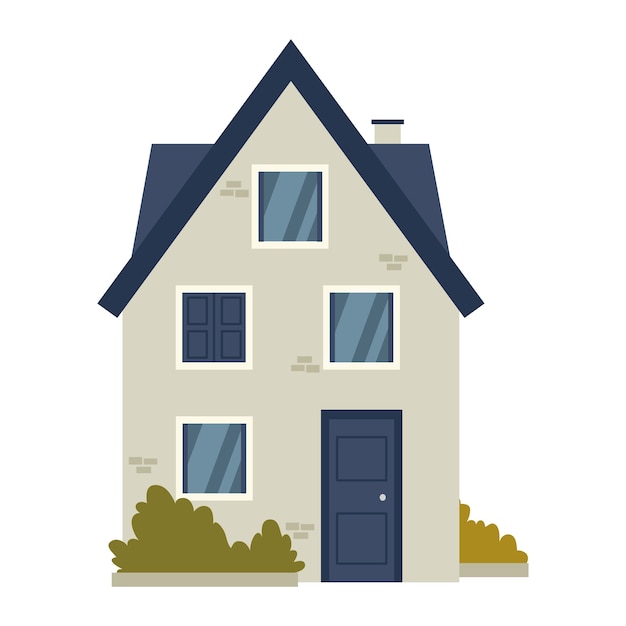 Free PSD flat design house illustration