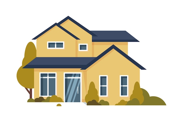 Free PSD flat design house illustration