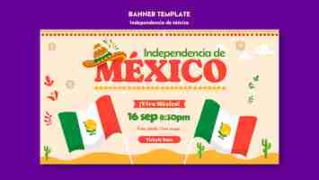 Free PSD flat design  independencia de mexico template design