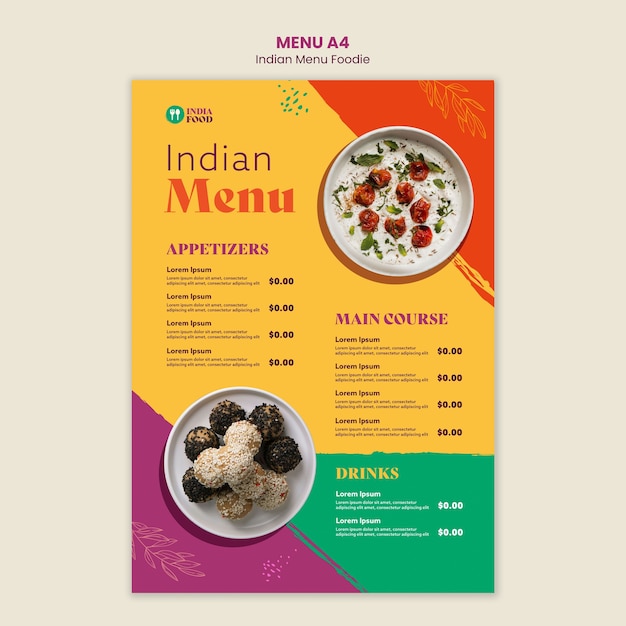 Flat design indian food template