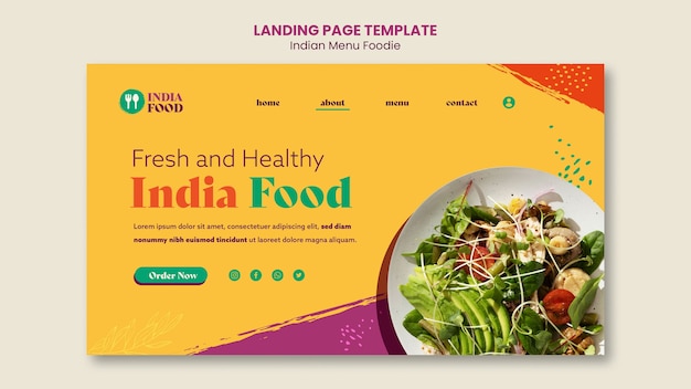 Free PSD flat design indian food template