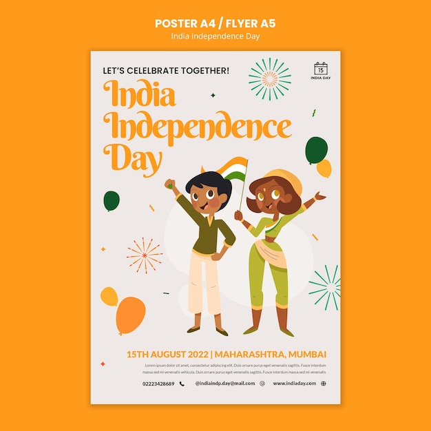 Flat design indian independence day template