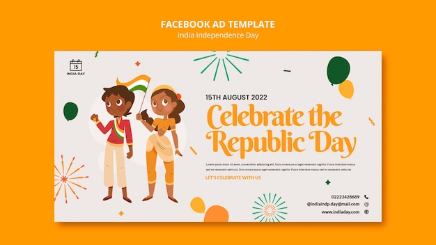 Flat design indian independence day template