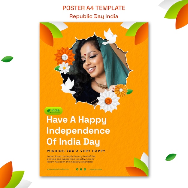 Free PSD flat design indian independence day template