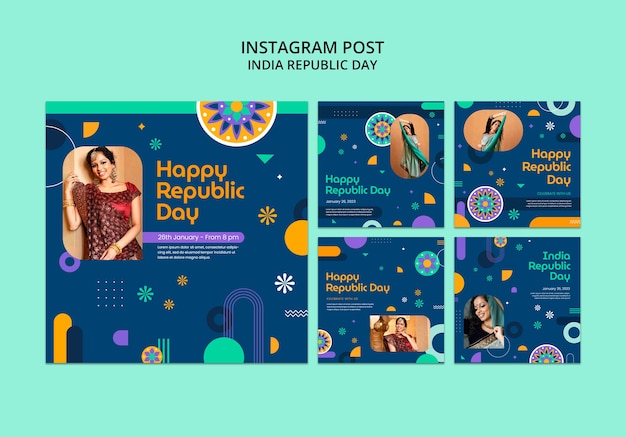 Flat design indian independence day template