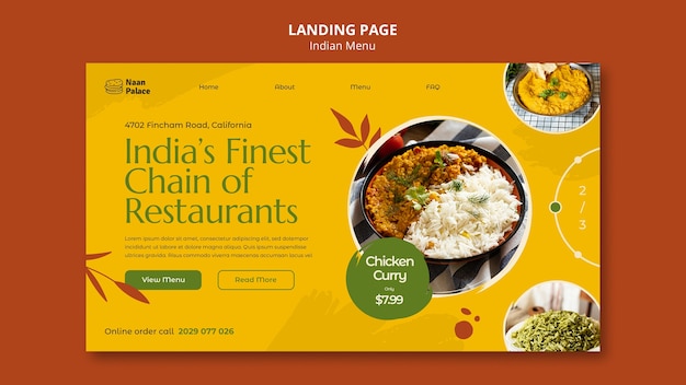 Free PSD flat design indian menu template