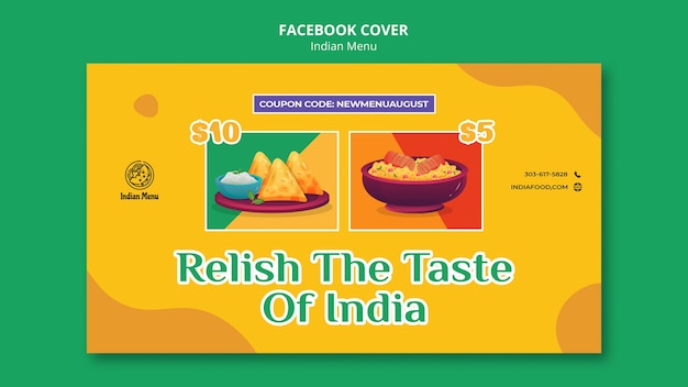 Free PSD flat design indian menu template