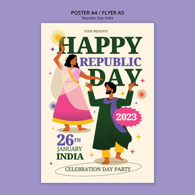 flat design indian republic day template