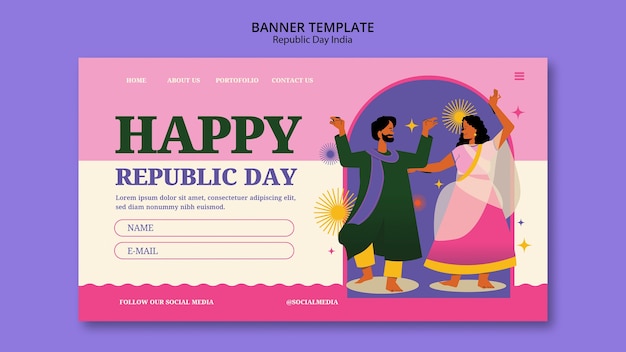 Flat design indian republic day template