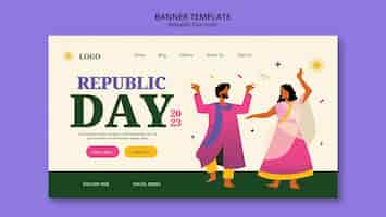 Free PSD flat design indian republic day template